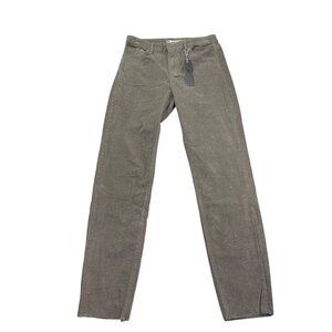 Tractr Mona High Rise Corduroy Pants 4/27 Slim Fit Taupe Cut Off Raw Hem New